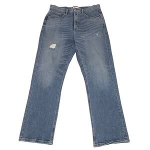 Loft High-Rise Straight Crop Distressed 5-Pocket Jeans Women's 29/8 | Blue Denim